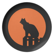 Halloween Black Cat Plate