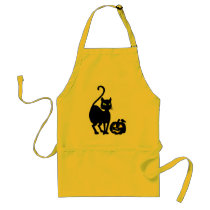Halloween Black Cat & Pumpkin Teacher Mom Apron by dragonfly813 Halloween Black Cat & Pumpkin Teacher Mom Apron