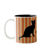 Halloween Black Cat stripes customized mugs