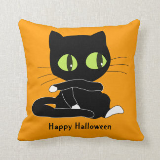 black cat pillow halloween