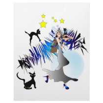 Halloween Black Cats Witch and Stars letterhead by OLANartist Halloween Black Cats Witch and Stars letterhead