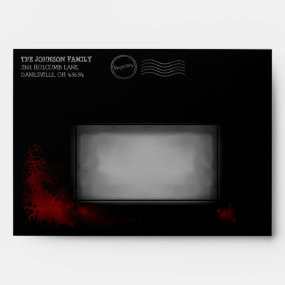 Halloween Black Invite Envelope Red blood Splatter