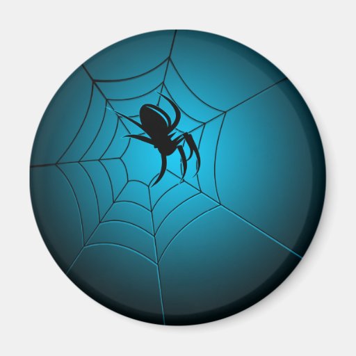 Halloween Black Spider on Web Fridge Magnets