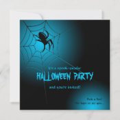 Halloween Black Spider on Web invitation
