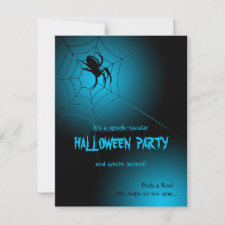 Halloween Black Spider on Web Invitation