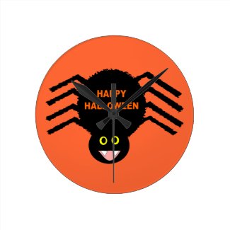 Halloween Black Spider Wall Clock
