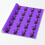 Halloween black spooky cat wrapping paper