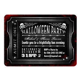 Halloween Black & White Bloody Admit One Ticket