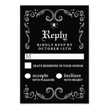 Halloween Black White Gothic Scroll 3.5x5 Rsvp 3.5x5 Paper Invitation Card by juliea2010 at Zazzle