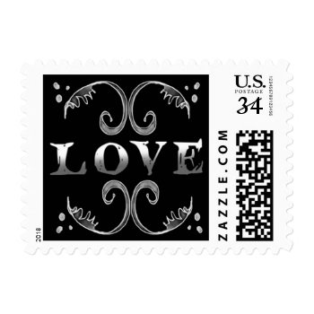 Halloween Black & White Gothic Scroll Love Postage by juliea2010 at Zazzle