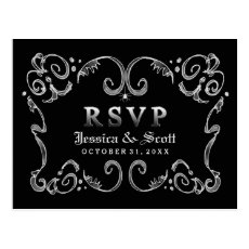 Halloween Black White Gothic Scroll RSVP