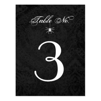 Halloween Black White Gothic Spider Table Number Postcard by juliea2010 at Zazzle