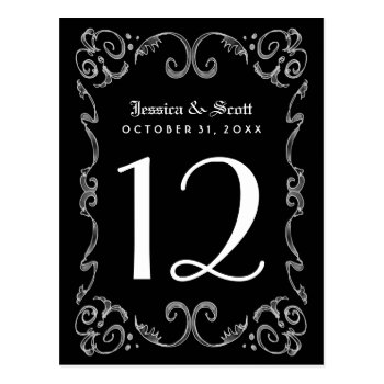 Halloween Black White Gothic Table Number Cards Postcard by juliea2010 at Zazzle