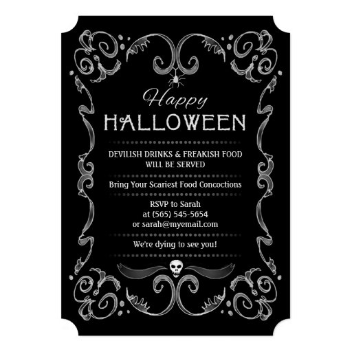 Halloween Black & White Party Invitation