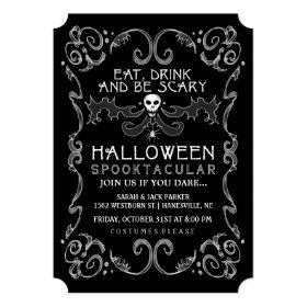 Halloween Black & White Party Invitation 5