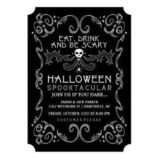 Halloween Black & White Party Invitation