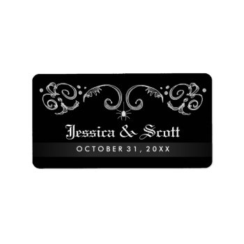 Halloween Black White Spider Gothic Scroll Wedding Address Label by juliea2010 at Zazzle