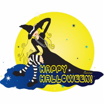 halloween blonde witch on cloud acrylic cut outs by VioDeSign