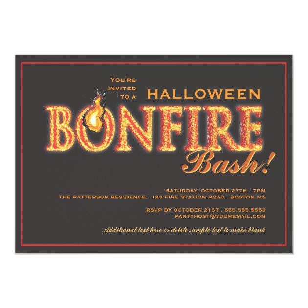 Halloween Bonfire Bash on Fire Party Invitation