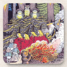 Halloween Bonfire with Bear and Brownies Coasters