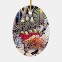 Halloween Bonfire with Bear and Brownies Christmas Tree Ornaments