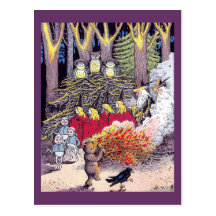 Halloween Bonfire with Bear and Brownies Postcards