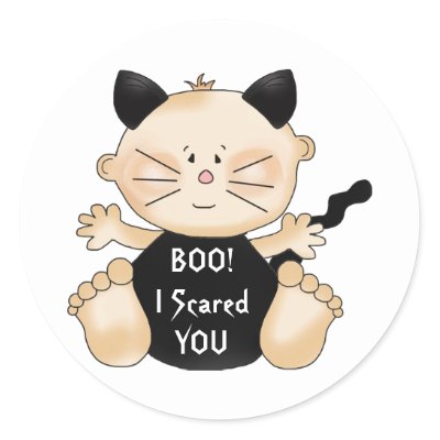 Halloween BOO Baby Boy Cat Costume Fun Stickers