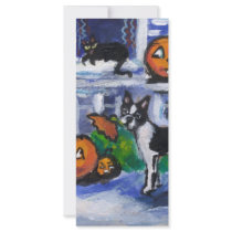 Halloween Boston Terrier mischief rack cards by zadajeanne Halloween Boston Terrier mischief rack cards