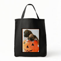 Halloween Boxer puppies tote bag