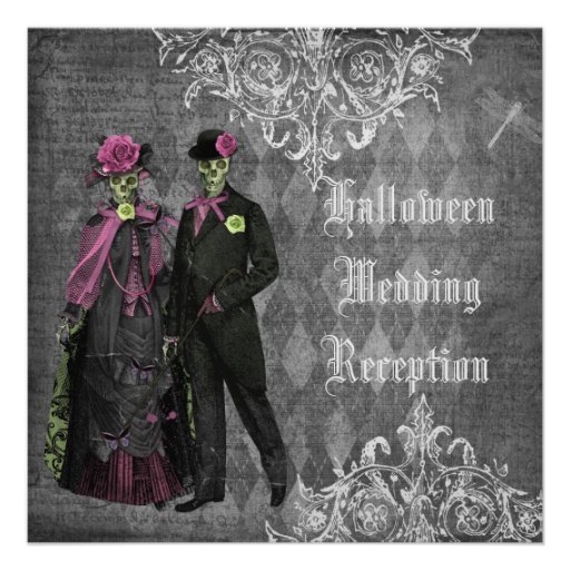 Halloween Bride & Groom Wedding Reception Only Personalized Invitation (front side)