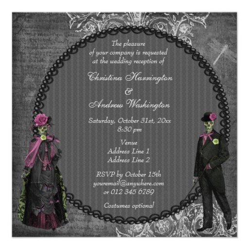 Halloween Bride & Groom Wedding Reception Only Personalized Invitation