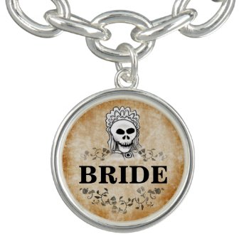 Halloween Bride Skeleton Brown Gothic Wedding Charm Bracelets by juliea2010 at Zazzle