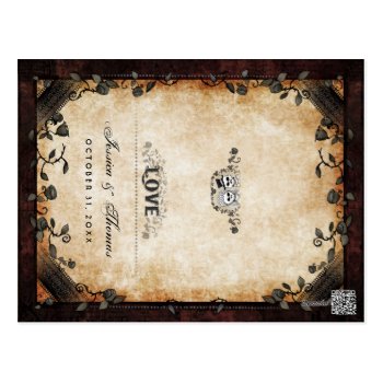 Halloween Brown Gothic Blank Folding Place Cards Postcard by juliea2010 at Zazzle