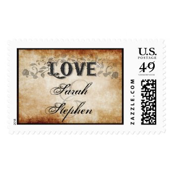 Halloween Brown Gothic Love Wedding Names Postage by juliea2010 at Zazzle