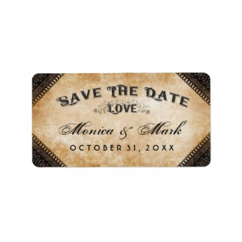 Halloween Brown Gothic Matching Love Save Date Address Label by juliea2010 at Zazzle