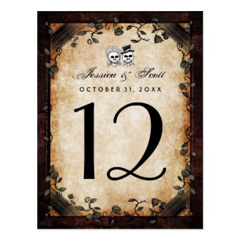 Halloween Brown Gothic Matching Table Number Cards Postcard by juliea2010 at Zazzle