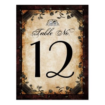 Halloween Brown Gothic Matching Table Number Cards Postcard by juliea2010 at Zazzle