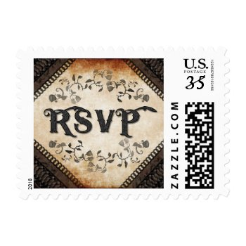 Halloween Brown Gothic Matching Wedding Rsvp Postage by juliea2010 at Zazzle