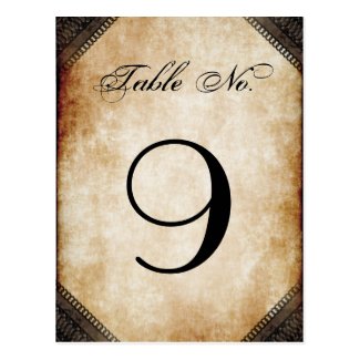 Halloween Brown Gothic Skeleton Table Number Cards Postcard