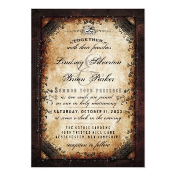 Halloween Brown Gothic "together With" Reception 5x7 Paper Invitation Card by juliea2010 at Zazzle