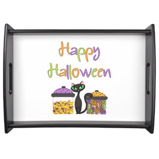 Halloween Candy Black Cat Serving Trays
