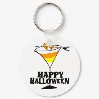 Halloween Candy Corn Martini keychain