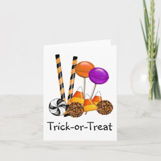 Halloween Candy Trick Or Treat Lollipop Candy Corn Greeting Card