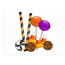 Halloween Candy Trick Or Treat Lollipop Candy Corn Post Card