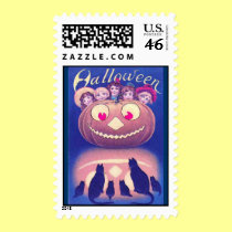 halloween card 6 blue postage