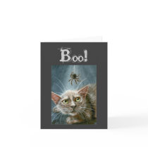 Halloween Card, Cat and Spider, Boo! by KMCoriginals Halloween Card, Cat and Spider, Boo!