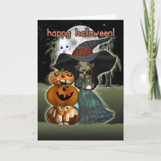 Halloween Card - Happy Halloween - Witch With Pump card