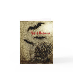 Halloween Card Haunting House Yellow card