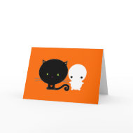 Halloween Card Kawaii Ghost and Cat card