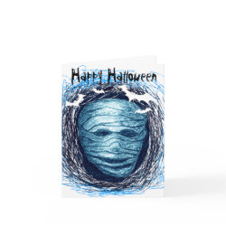 Halloween Card Mummy Blue card